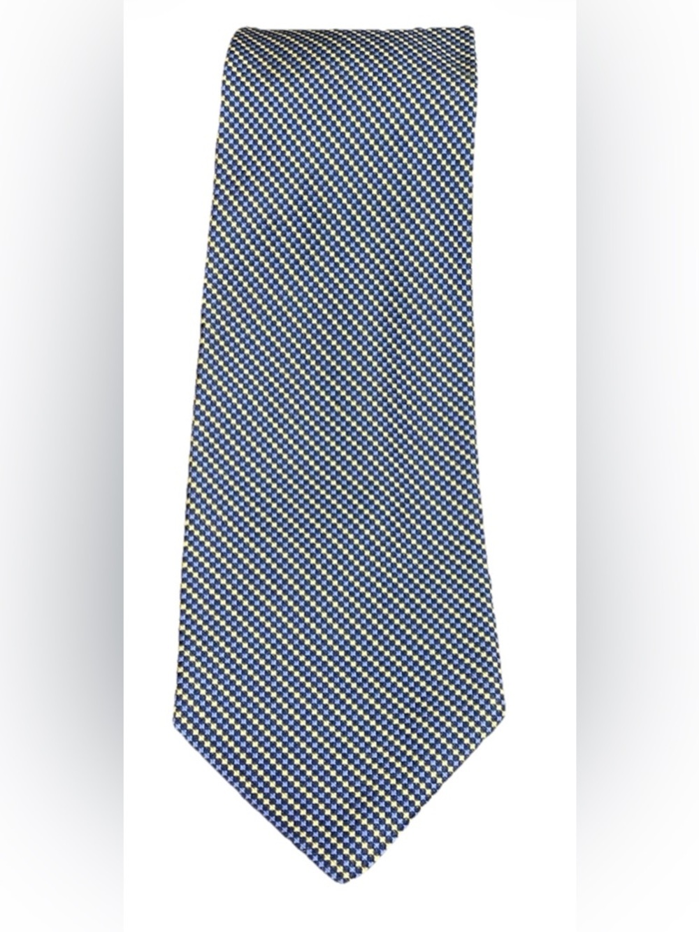 Vintage Brooks Brothers Makers Silk Necktie Navy Yellow Houndstooth USA